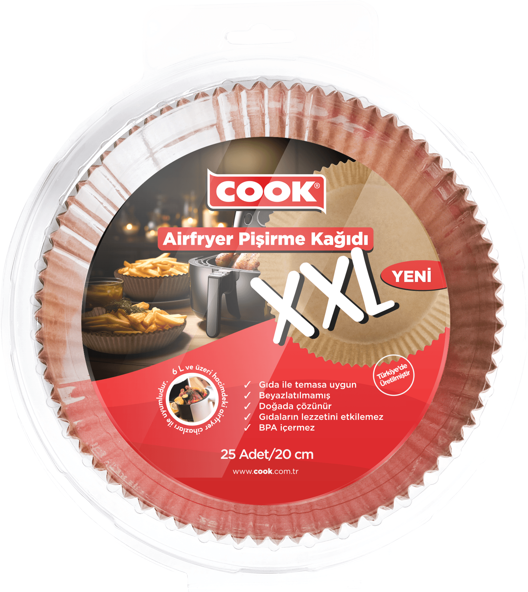 COOK Airfryer Pişirme Kağıdı XXL 25 Adet 16 Cm