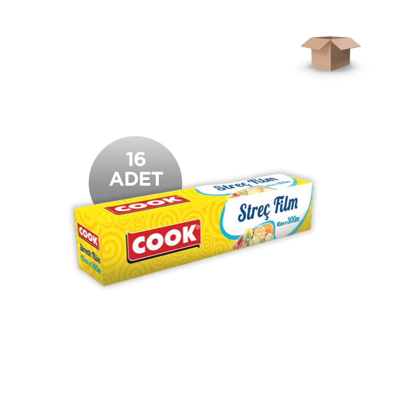 COOK Toptan EDT Streç Film PVC Sari 8 Mic Plastik Testereli 45cm x 300m - Koli İçi 16'lı