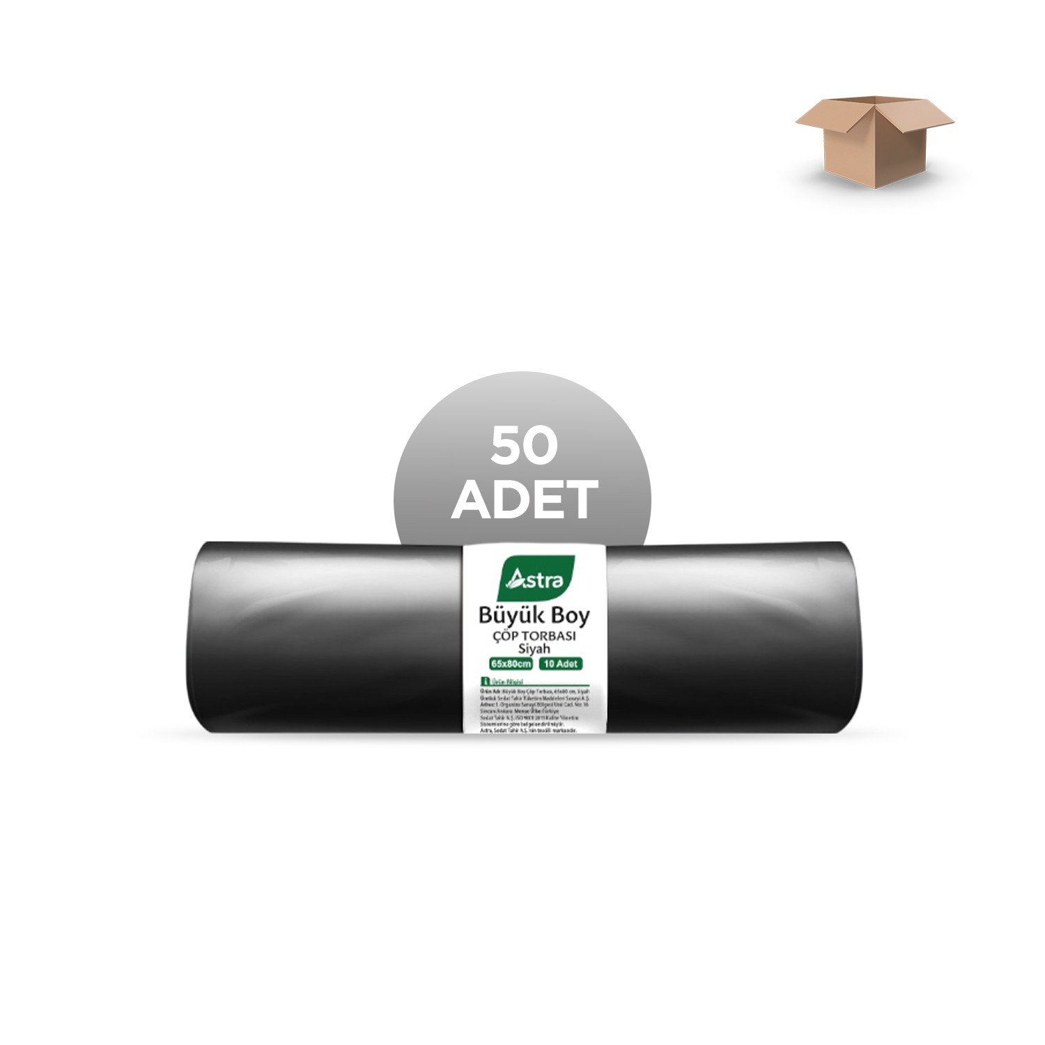 ASTRA Toptan EDT Büyük Siyah Çöp Torbası 65x80cm 10'lu - Koli İçi 50'li