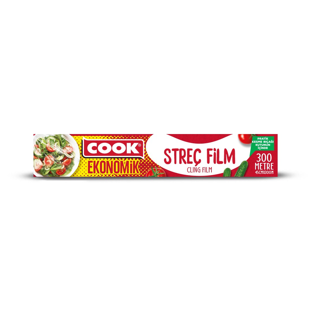 COOK EDT Streç Film PE Sarı ( 45 CM X 300 m ) 8 Mic Kutulu
