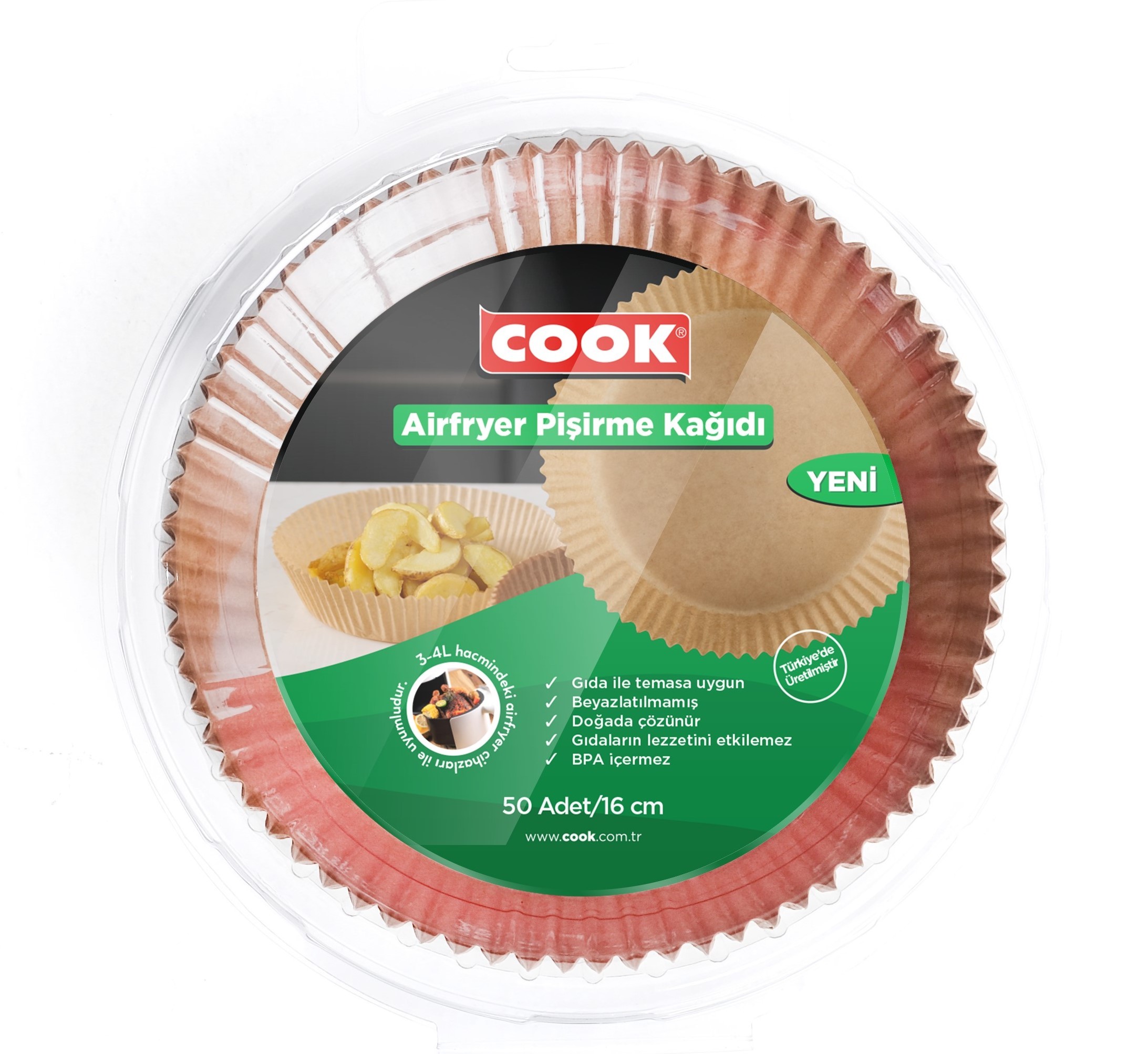COOK Airfryer Pişirme Kağıdı 16 cm 50 Adet