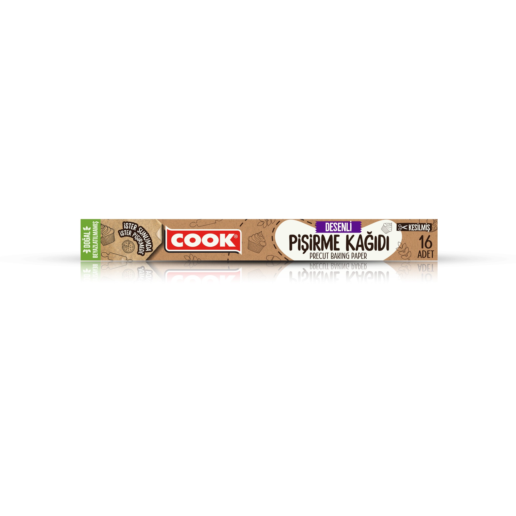 COOK Desenli Kesilmiş Doğal Pişirme Kağıdı 37x42cm 16'lı