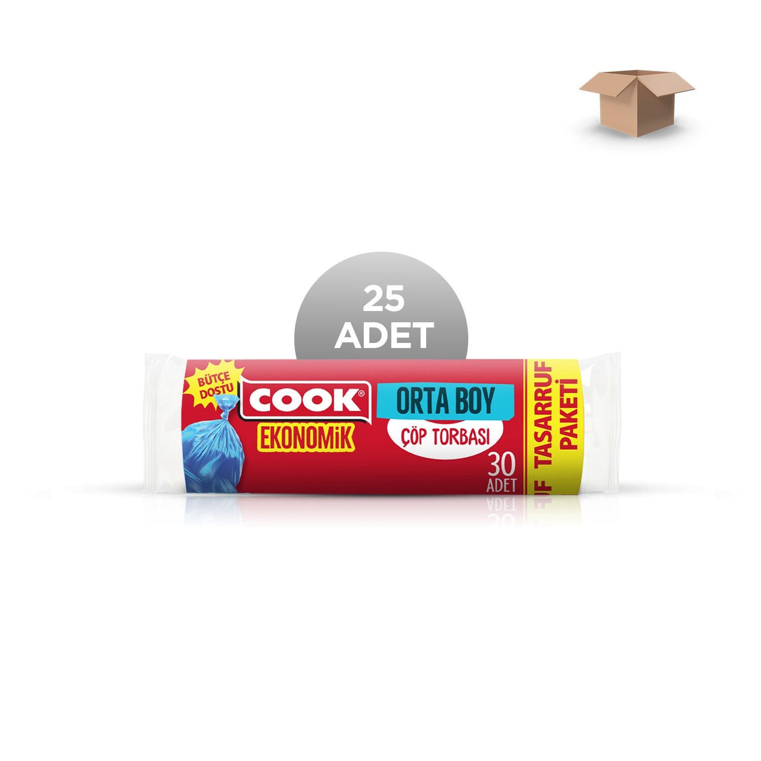 COOK Toptan Ekonomik Orta Boy Çöp Torbası 55x60cm 30'lu - Koli İçi 25'li