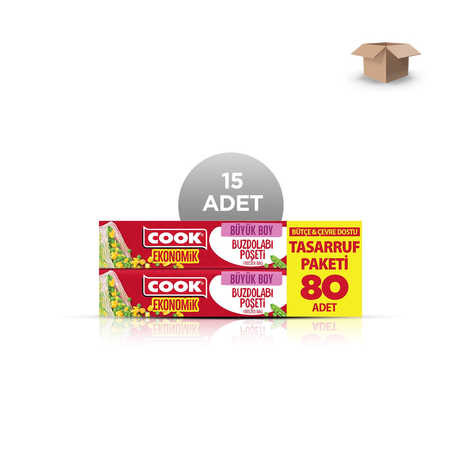 COOK Toptan Ekonomik Büyük Buzdolabı Poşeti 30x42 cm 80'li - Koli İçi 15'li