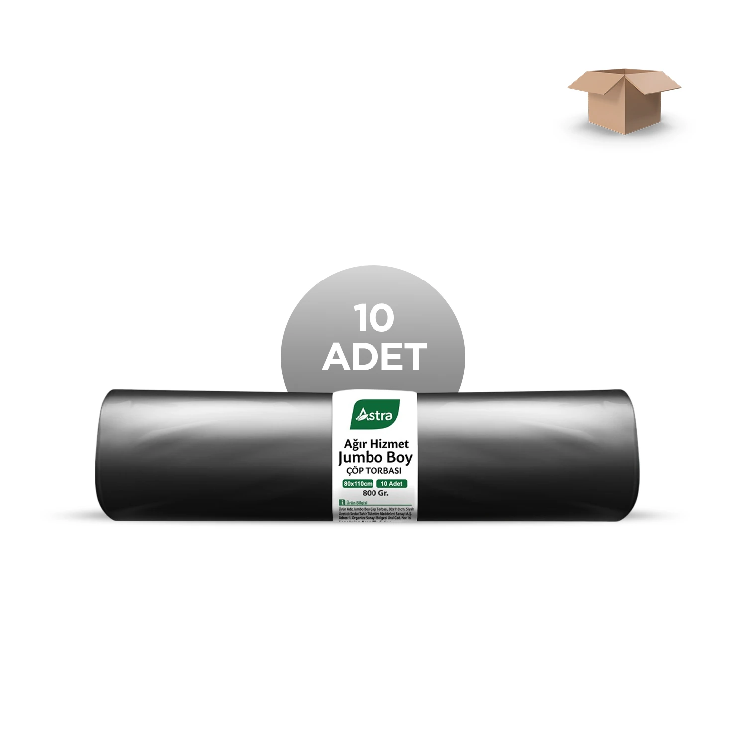 ASTRA Toptan EDT 800 Gr. Jumbo Çöp Torbası Siyah 80x110cm 10'lu - Koli İçi 10'lu