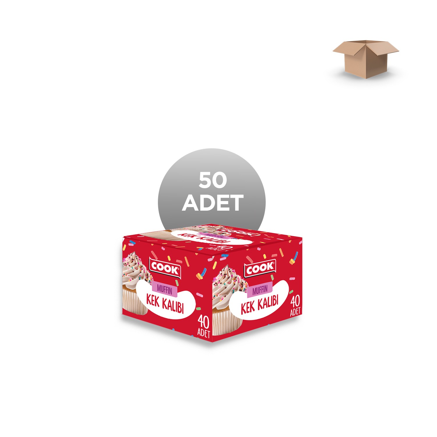 COOK Toptan Muffin Kek Kalıbı Koli İçi 48'li