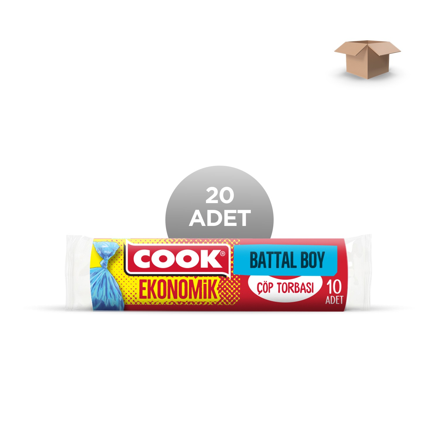 COOK Toptan Ekonomik Battal Boy Çöp Torb. 72 x 95 cm. 10'lu rulo Koli İçi 20'li