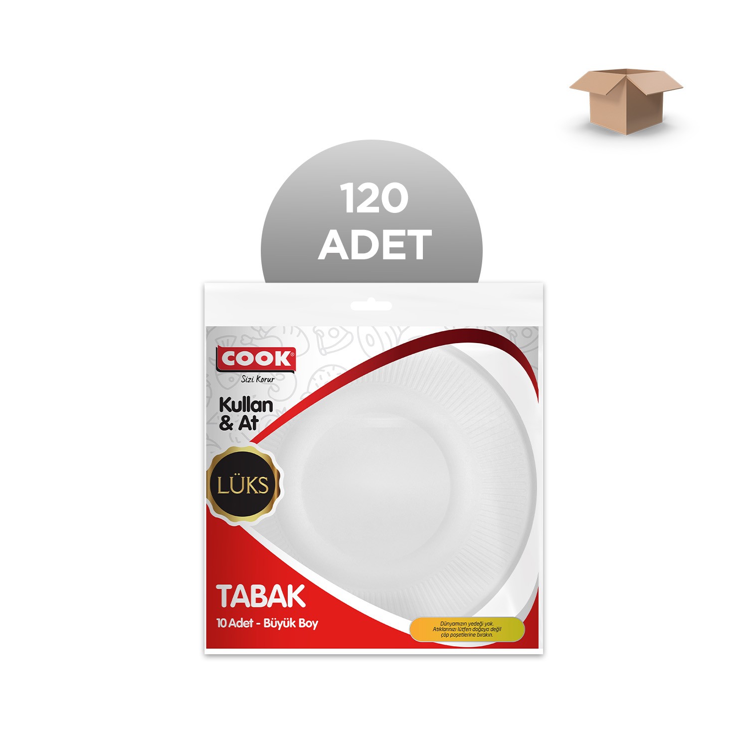 COOK Toptan Lüks Plastik Tabak Orta Boy 10'lu Paket Koli İçi 120'li