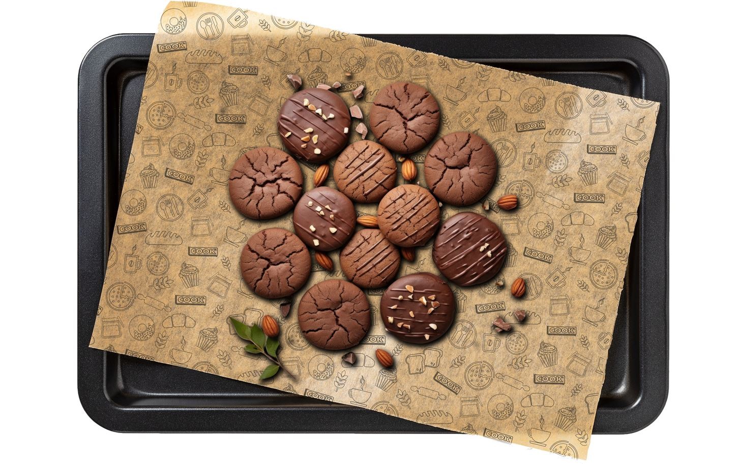 COOK Desenli Kesilmiş Doğal Pişirme Kağıdı 37x42cm 16'lı