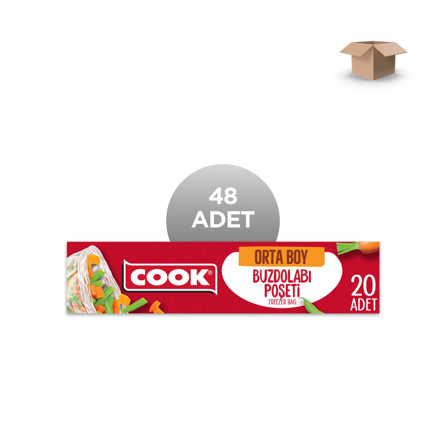 COOK Toptan Buzdolabı Poşeti Orta Boy 24 x 38 cm 20 yp. Koli İçi 48'li