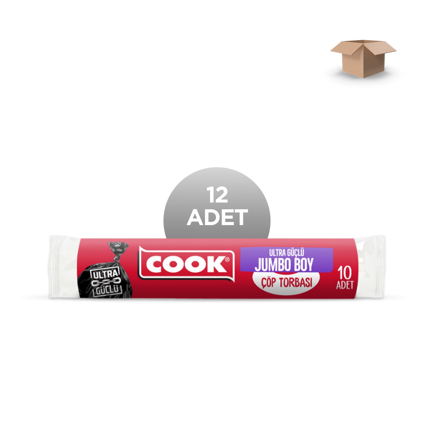 COOK Toptan Ultra Dayanıklı Jumbo Çöp Torbası 80x110 cm 12'li Koli İçi 12'li