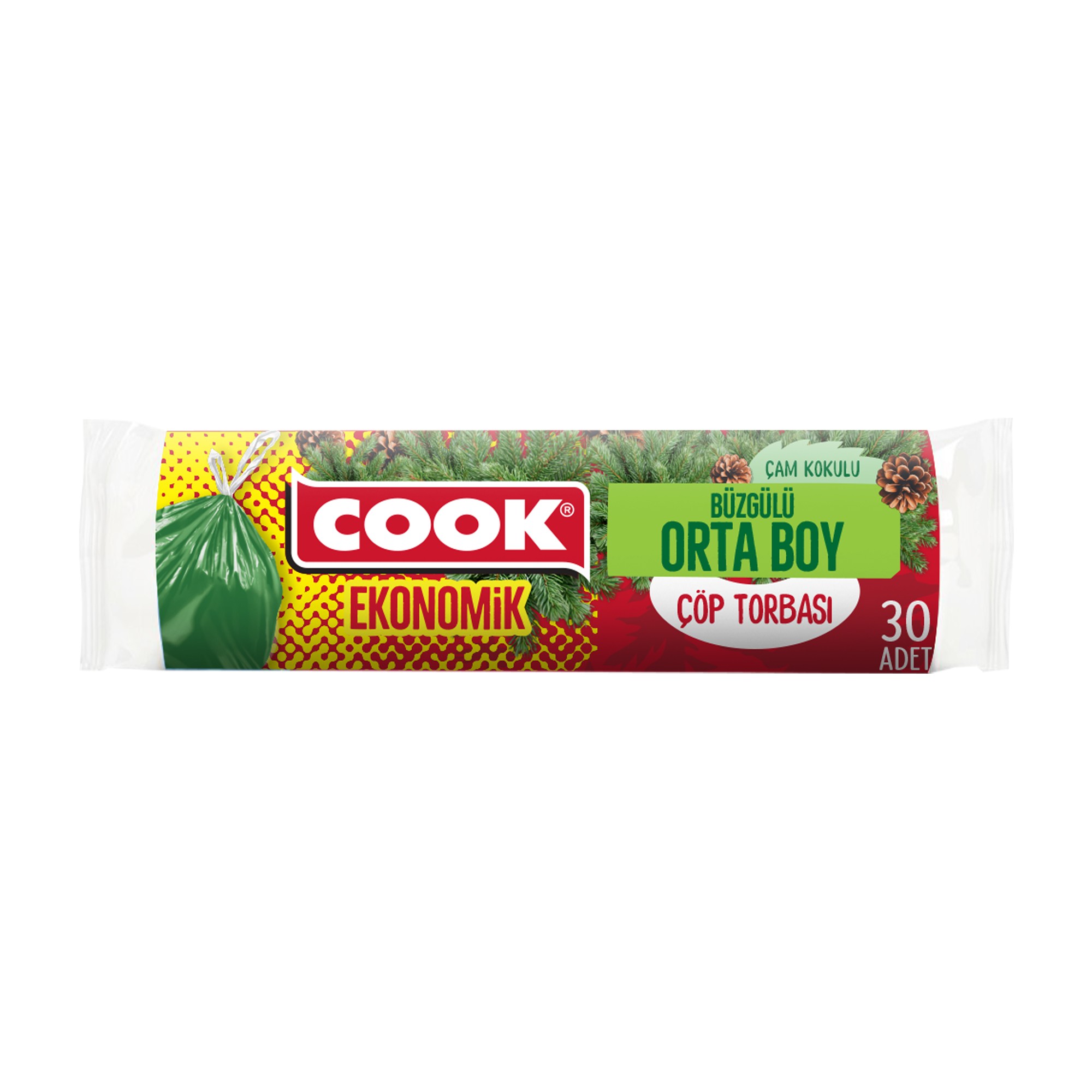 COOK Ekonomik Büzgülü Çam Kokulu Orta Boy Çöp Torbası 55x60 Cm