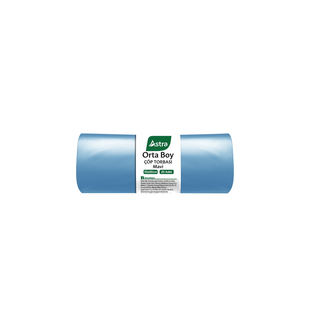 ASTRA EDT Orta Mavi Renk Çöp Torbası ( 55 CM. X 60 CM. ) 20 Adet