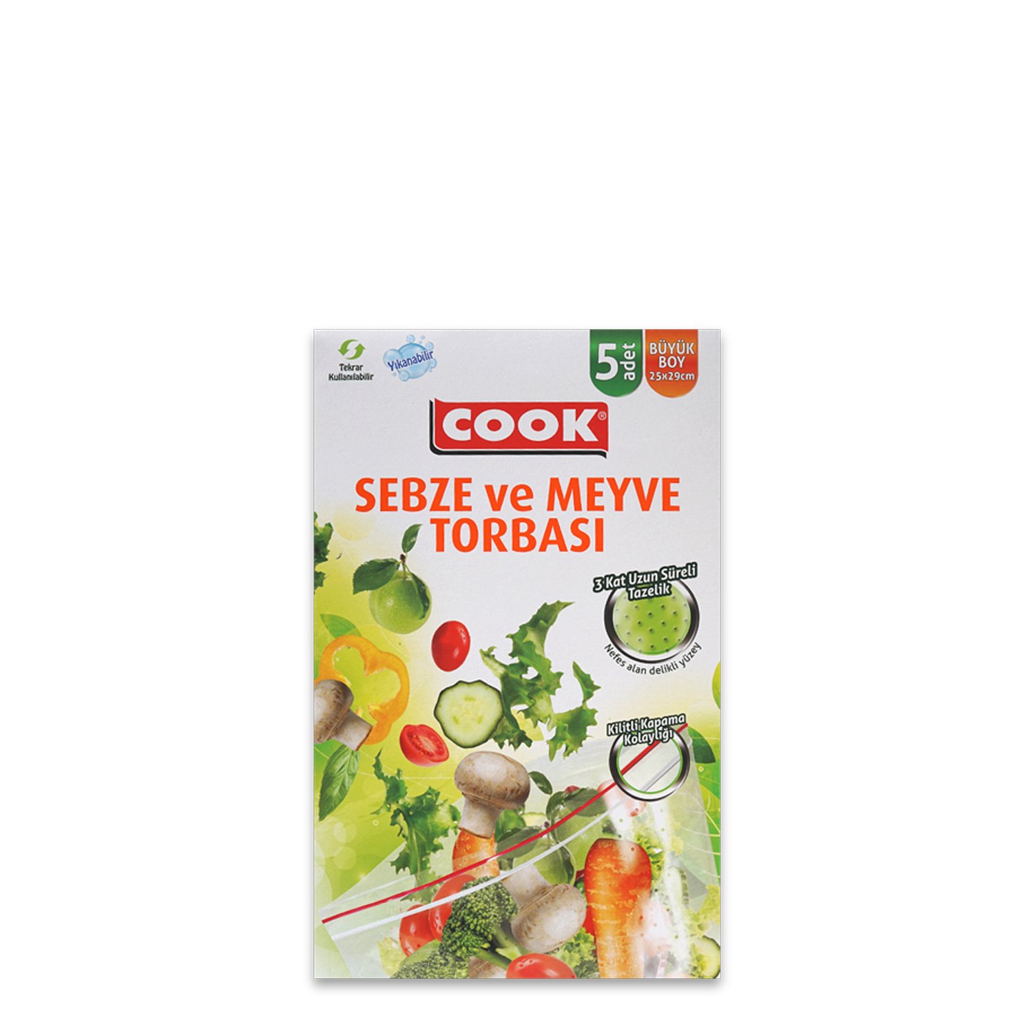 COOK Toptan Sebze ve Meyve Torbası 25 x 29 cm 5 Adet Koli İçi 25'li