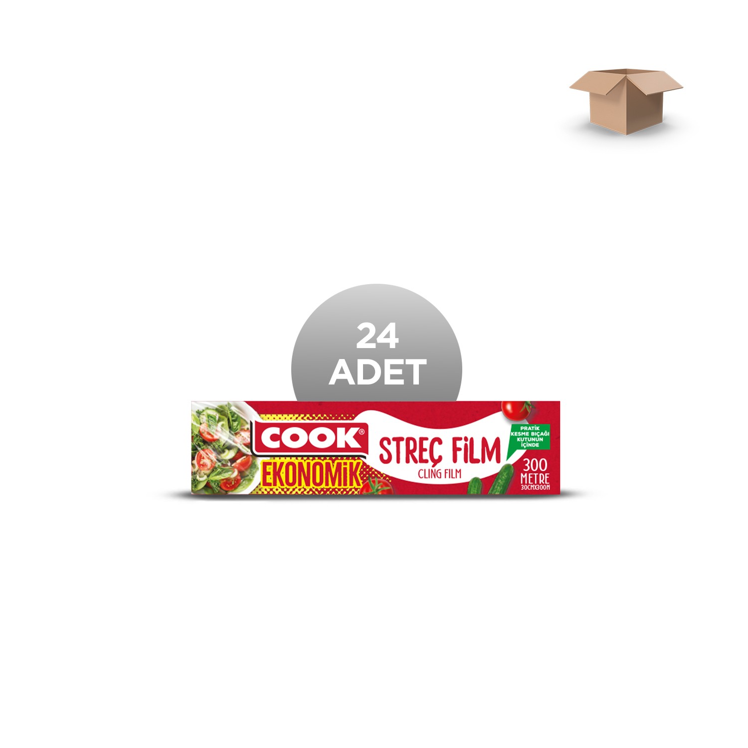 COOK Toptan EDT Streç Film PE Sarı (30 cm x 300 m) 8 Mic Kutulu - Koli İçi 24'lü