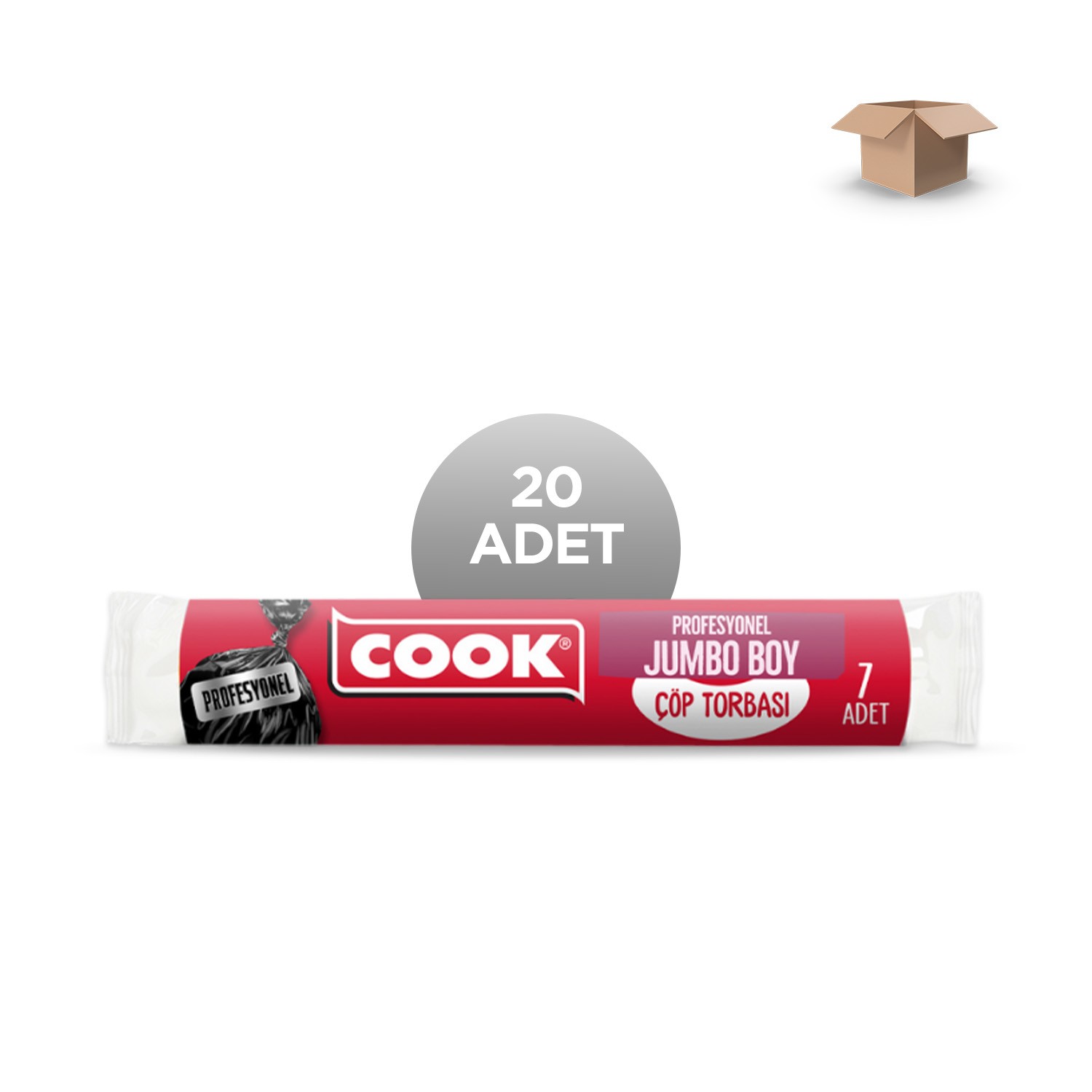 COOK Toptan Profesyonel Jumbo Boy Çöp Torbası 80x110 cm 7'li Rulo Koli İçi 20'li