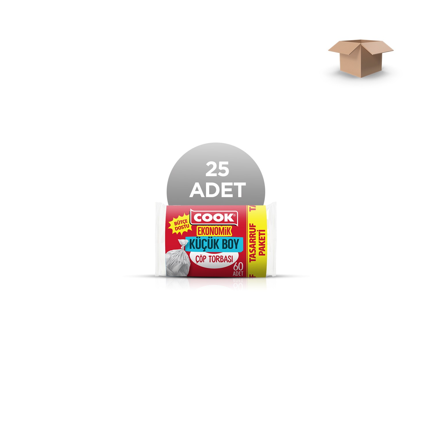 COOK Toptan Ekonomik Küçük Boy Çöp Torbası 40x47cm 60'lı - Koli İçi 25'li