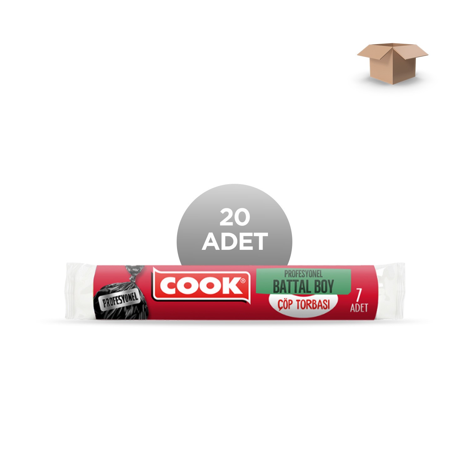 COOK Toptan Profesyonel Battal Boy Çöp Torbası 72 x 95 cm. 7'li rulo Koli İçi 20'li