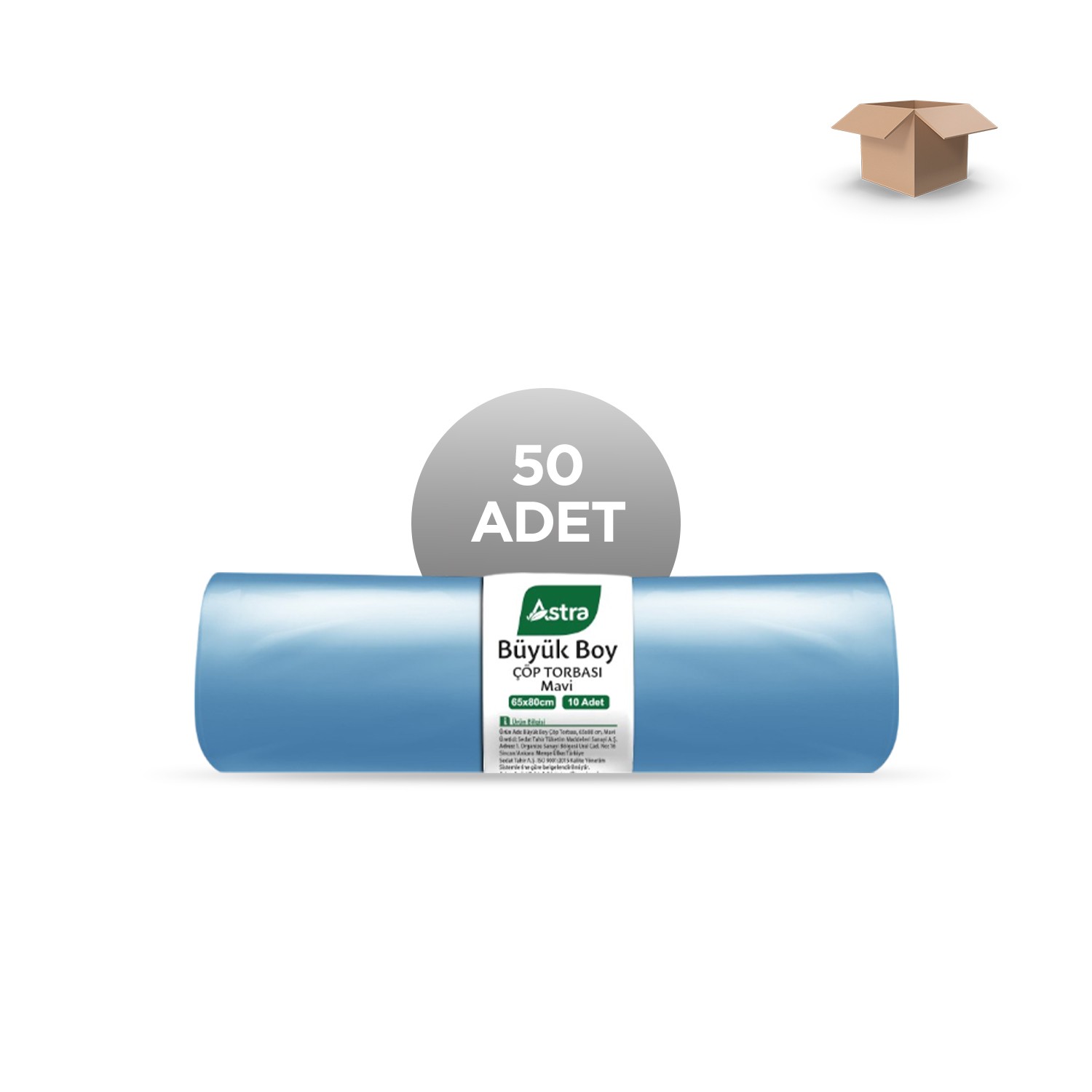 ASTRA Toptan EDT Büyük Mavi Çöp Torbası 65x80cm 10'lu - Koli İçi 50'li