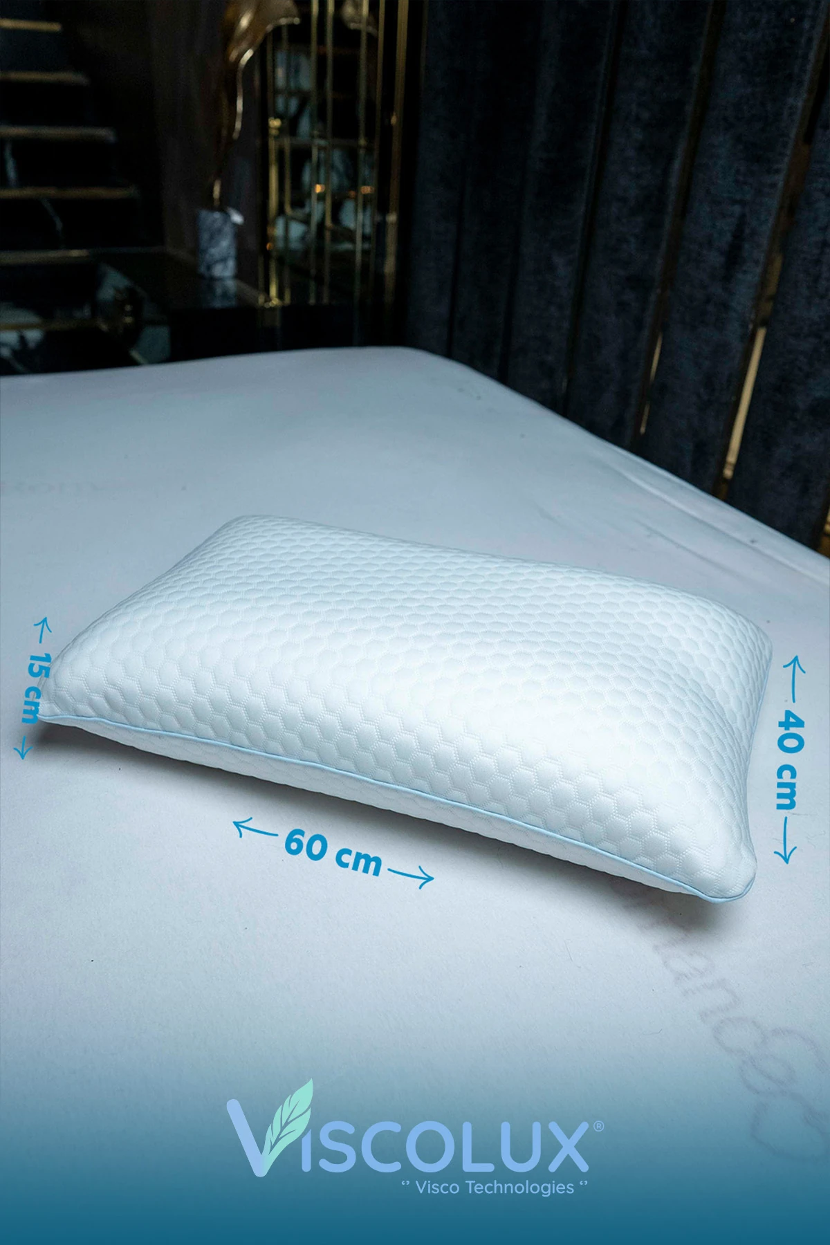 Anadolu Tombul Ortopedik Yastık - Baş Ağrısı Önleyici Klasik Visco Yastık Mavi 60x40x15