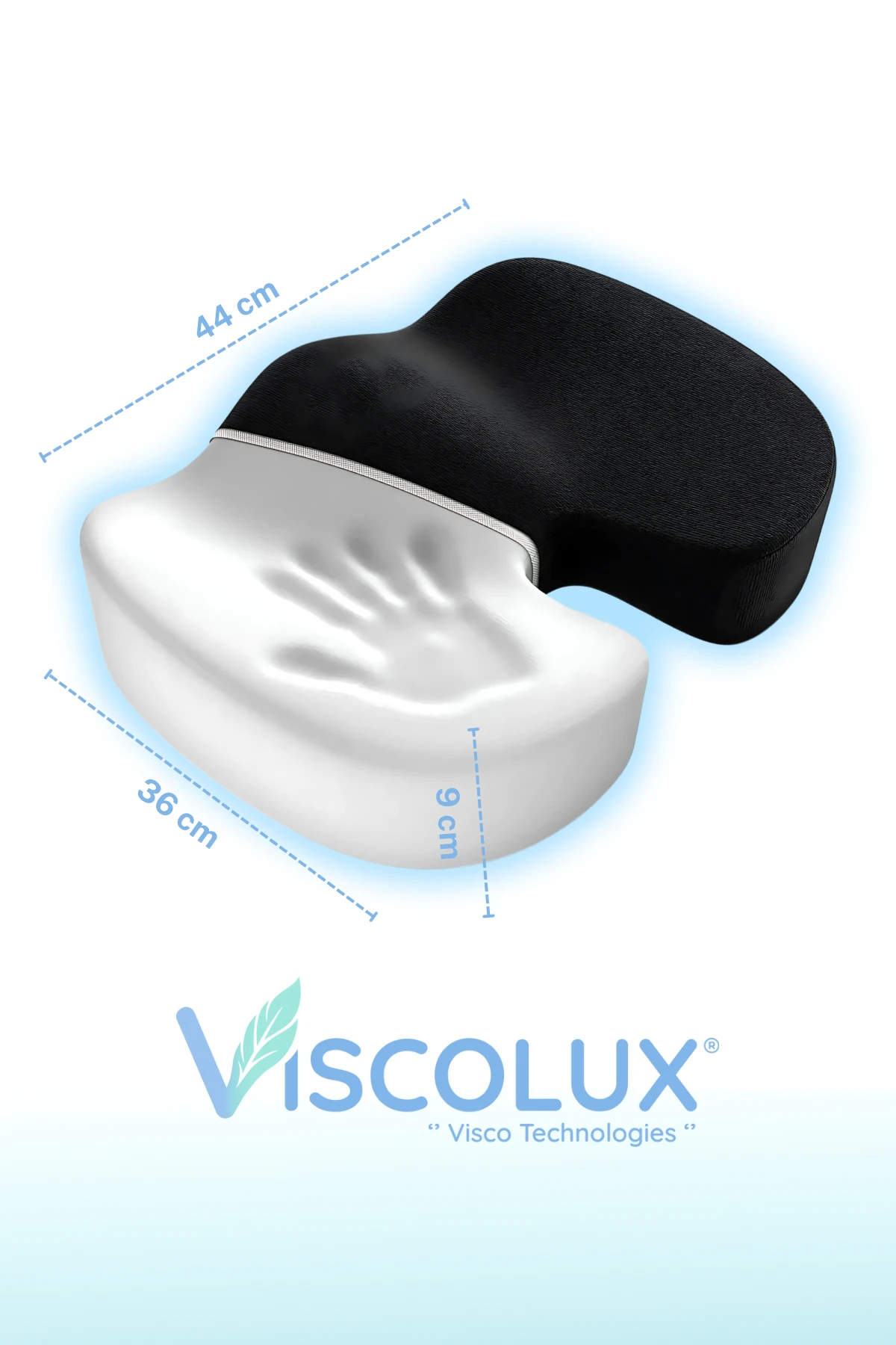 Coccyx Ortopedik Oturma Minderi - Visco Kuyruk Sokumu Minderi Hemeroid Mavi 44x36x9,5