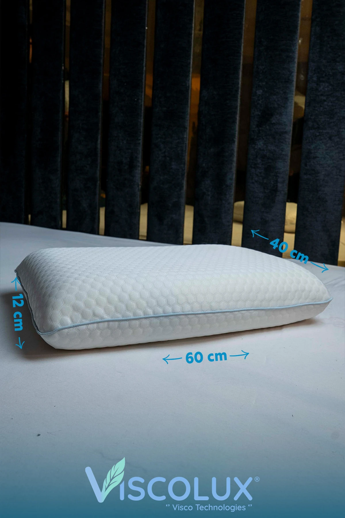 Oval Sabun Ortopedik Visco Yastık - Baş Ağrısı Önleyici Yüksek Yastık Mavi 60x40x15