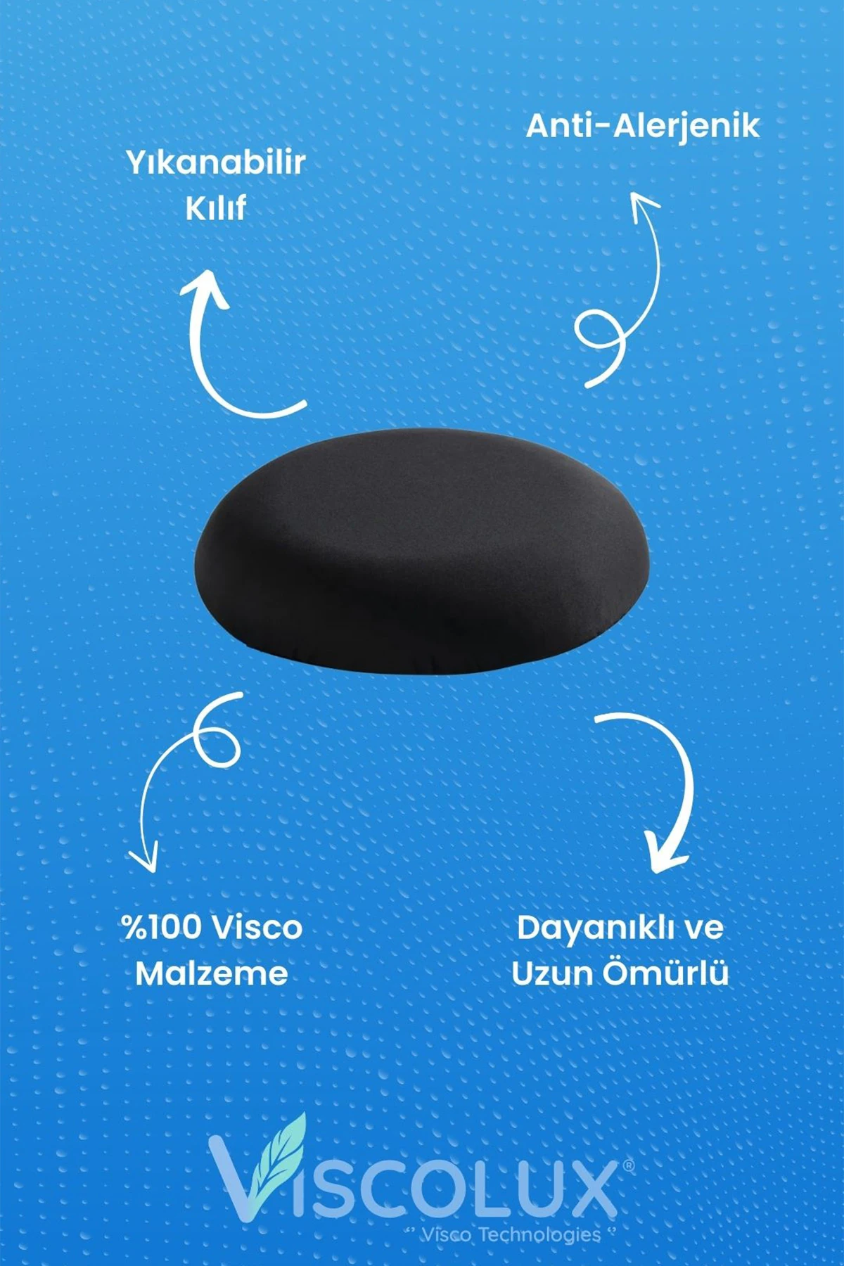 Ortopedik Oturma Simidi - Visco Oturma Simidi  Doğum Sonrası Rahatlatıcı Yastık Mavi