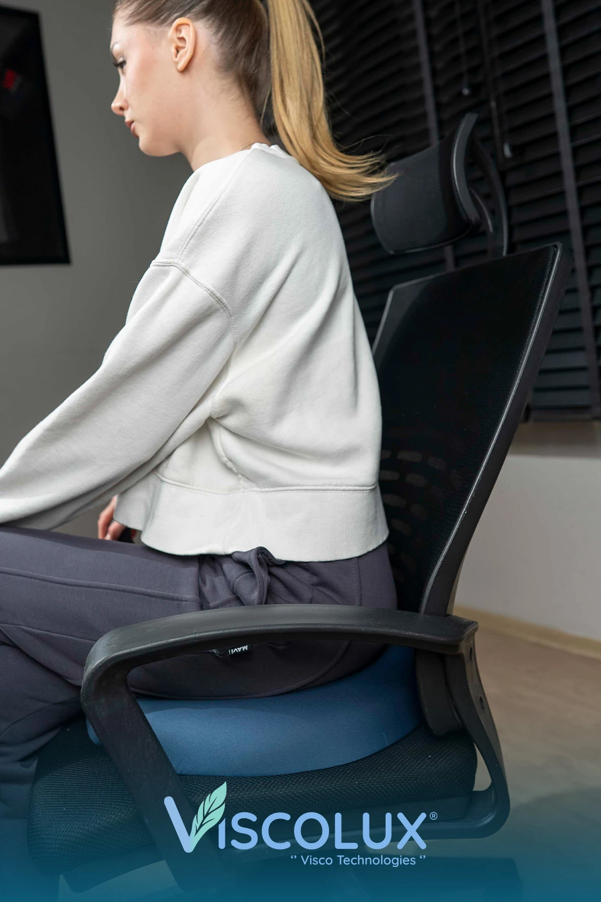 Ortopedik Oturma Simidi - Visco Oturma Simidi  Doğum Sonrası Rahatlatıcı Yastık Mavi