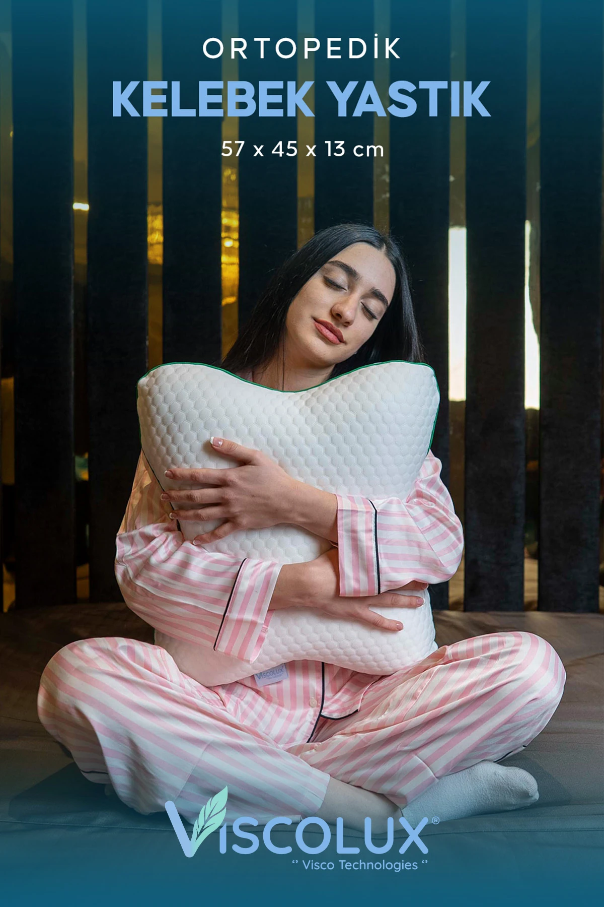 Visco Kelebek Yastık - Özel Ortopedik Boyun Destekli Visco Yastık 57x45x13