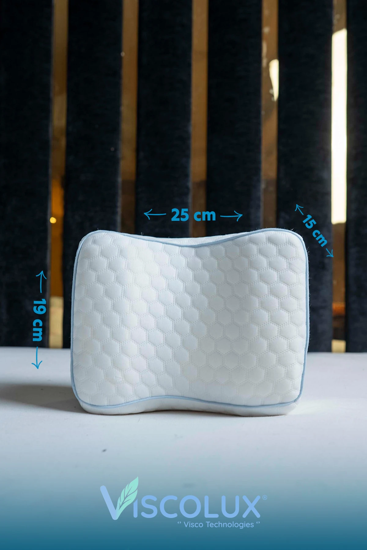 Bacak Arası Ortopedik Yastık - Diz Bacak Arası Visco Yastık Bacak Destek Minderi Mavi 25x19x14