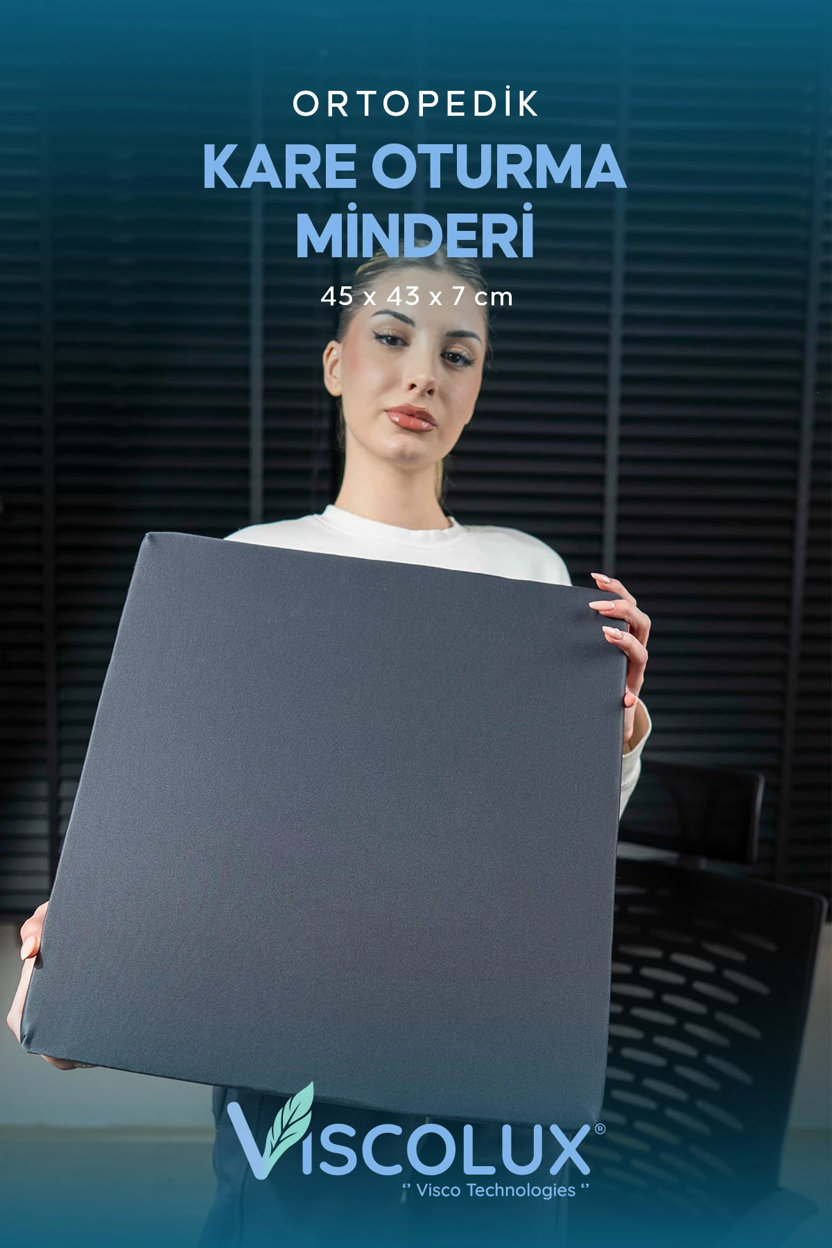 Kare Ortopedik Minder - Kare Oturma Minderi Tekerlekli Sandalye Ofis Araba Minderi Siyah