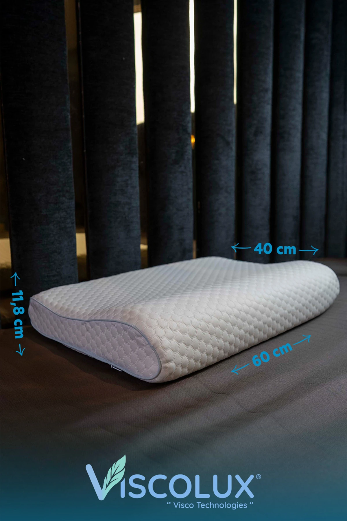 Mega Boy Ortopedik Yastık - Boyun Destekli Visco Yastık Mavi 60x40x11/8