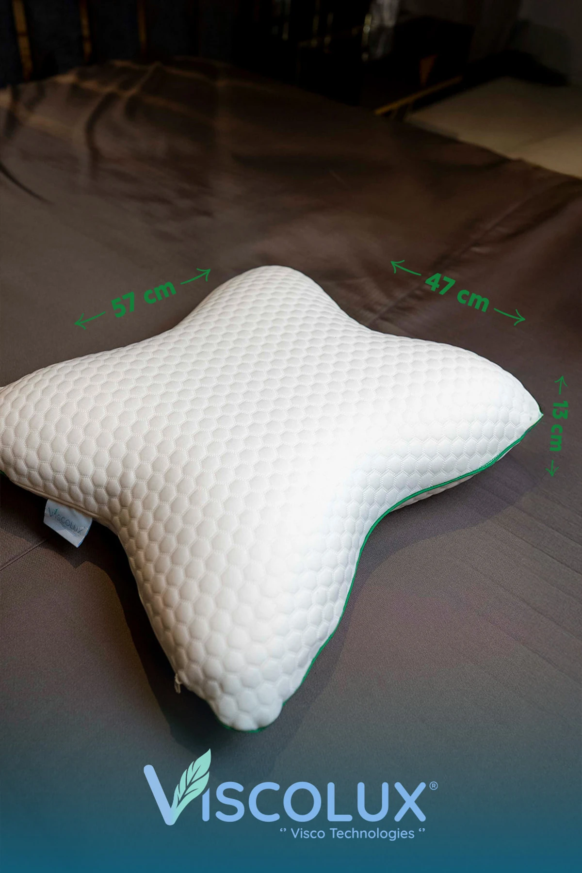 Visco Kelebek Yastık - Özel Ortopedik Boyun Destekli Visco Yastık 57x45x13