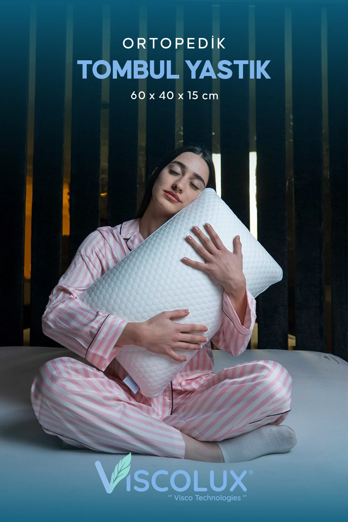 Anadolu Tombul Ortopedik Yastık - Baş Ağrısı Önleyici Klasik Visco Yastık Mavi 60x40x15