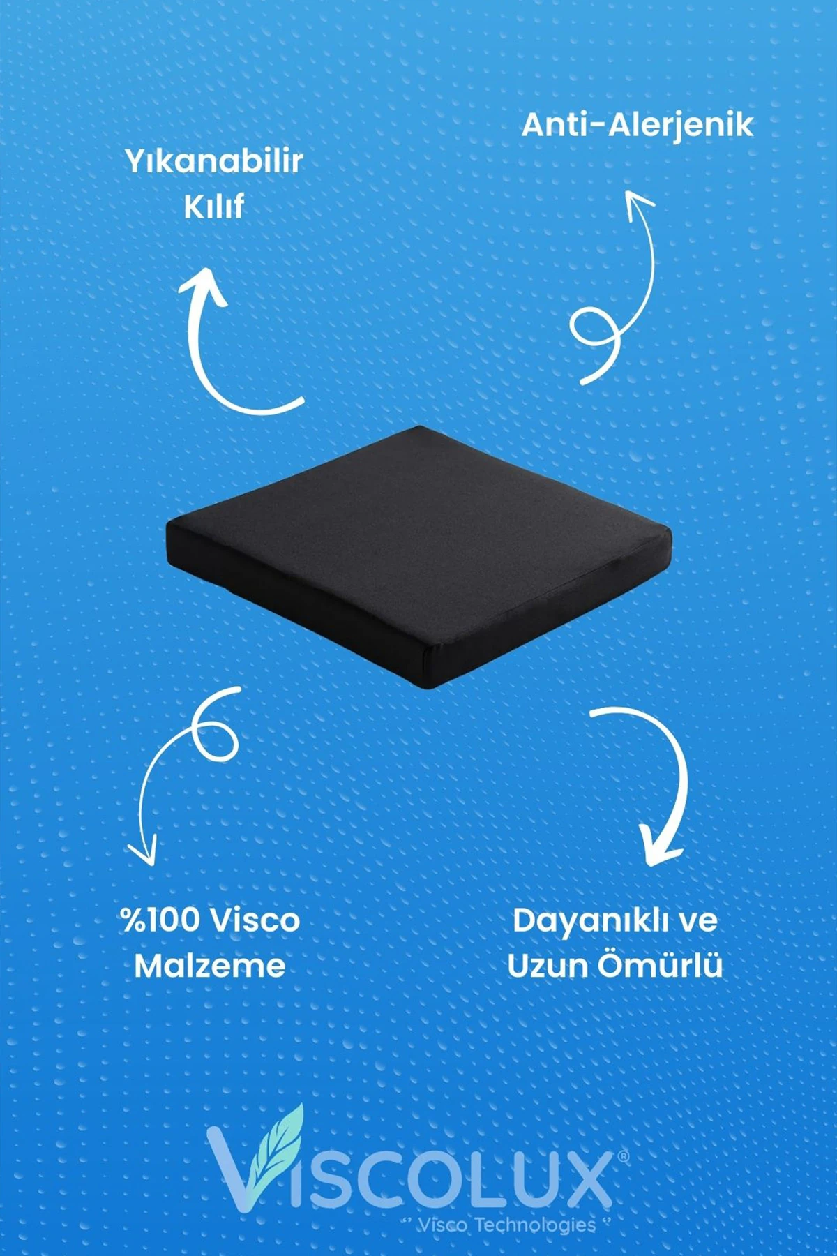 Kare Ortopedik Minder - Kare Oturma Minderi Tekerlekli Sandalye Ofis Araba Minderi Siyah