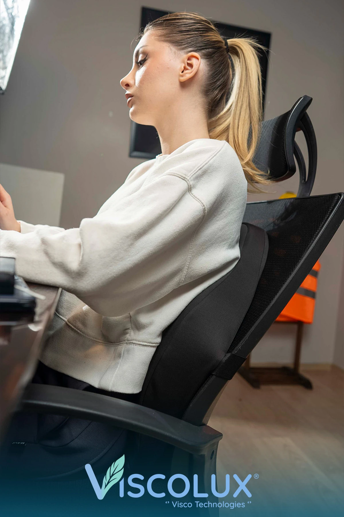 Ortopedik Lüks Bel Destek Yastığı - Premium Visco Bel Destek Minderi Siyah 54x42x9