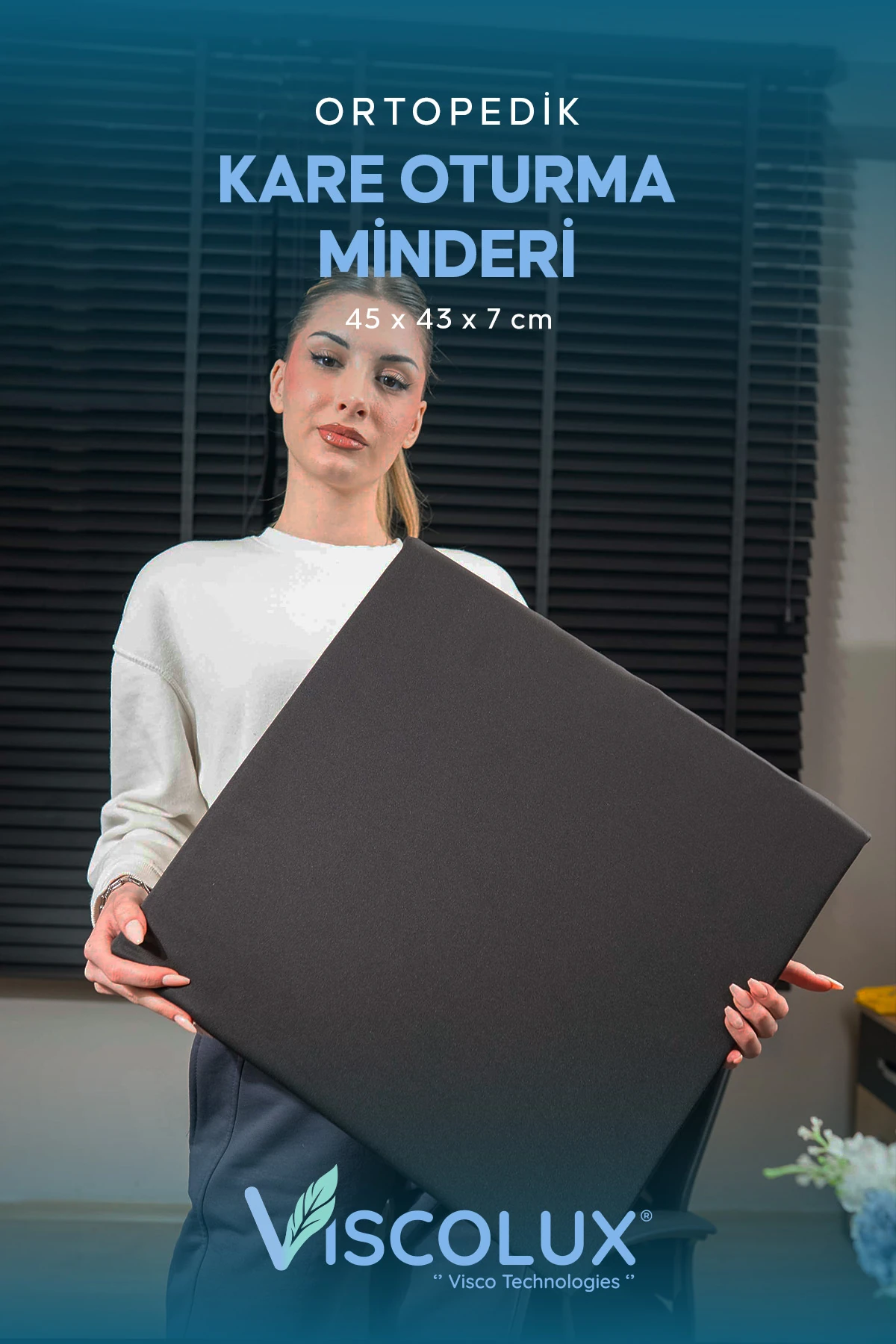 Kare Ortopedik Minder - Kare Oturma Minderi Tekerlekli Sandalye Ofis Araba Minderi Siyah