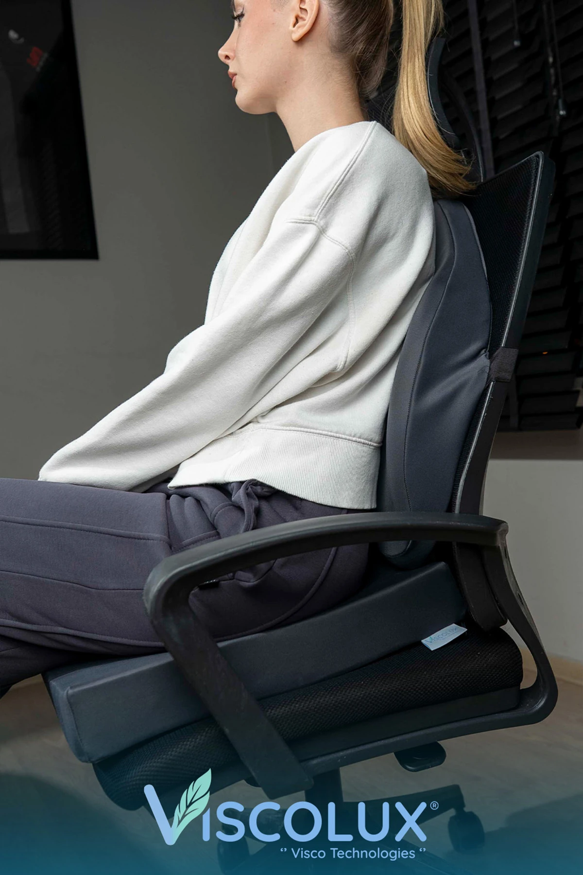 Ortopedik Lüks Bel Destek Yastığı - Visco Bel Destek Minderi Füme 54x42x9