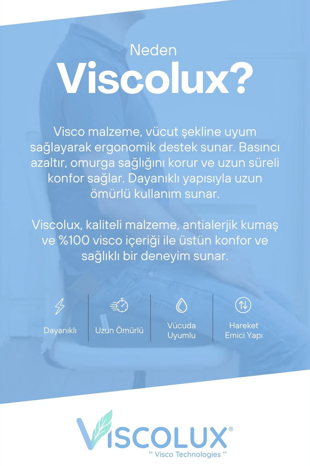 Kare Ortopedik Minder - Kare Oturma Minderi Tekerlekli Sandalye Ofis Araba Minderi Mavi