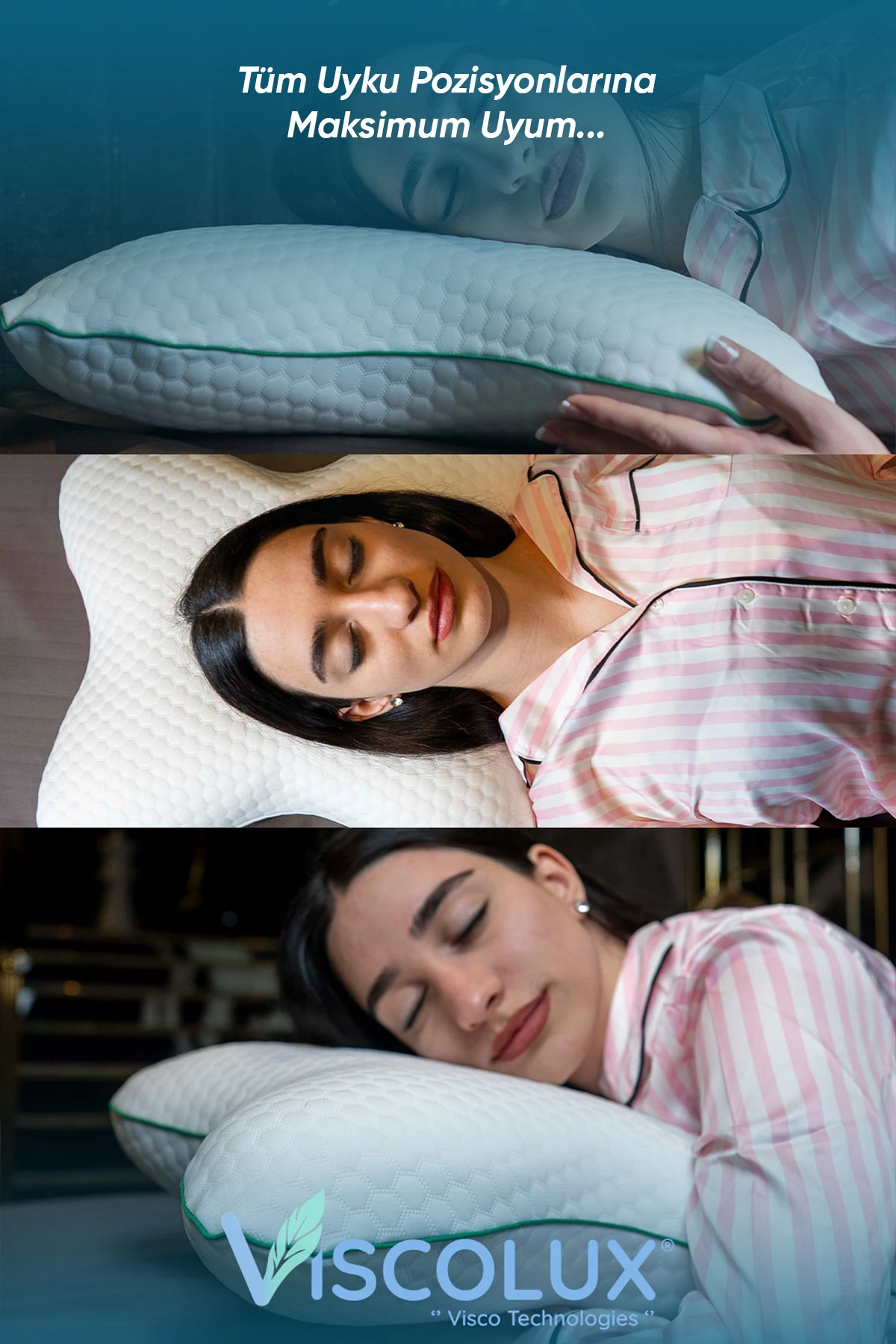 Visco Kelebek Yastık - Özel Ortopedik Boyun Destekli Visco Yastık 57x45x13
