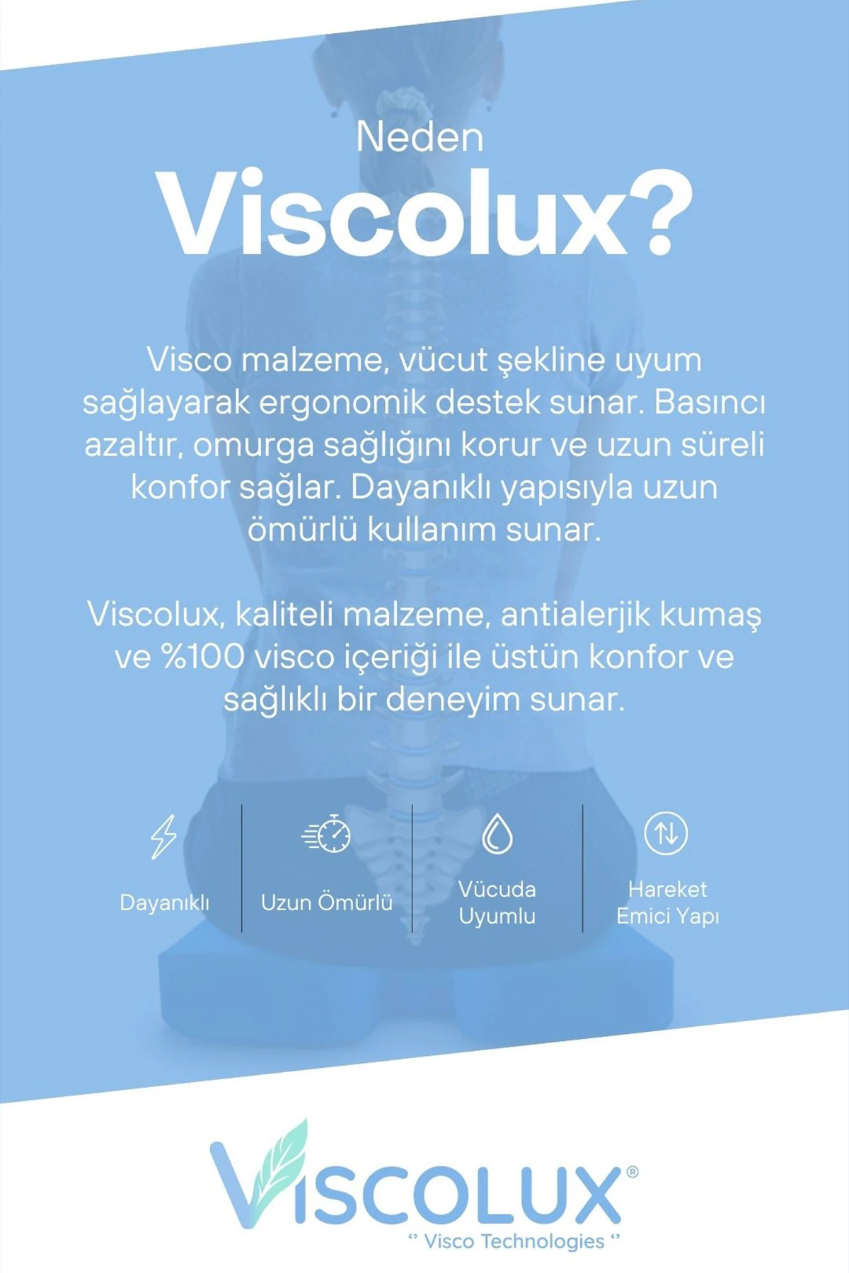 Coccyx Ortopedik Oturma Minderi - Visco Kuyruk Sokumu Minderi Hemeroid Siyah 44x36x9,5