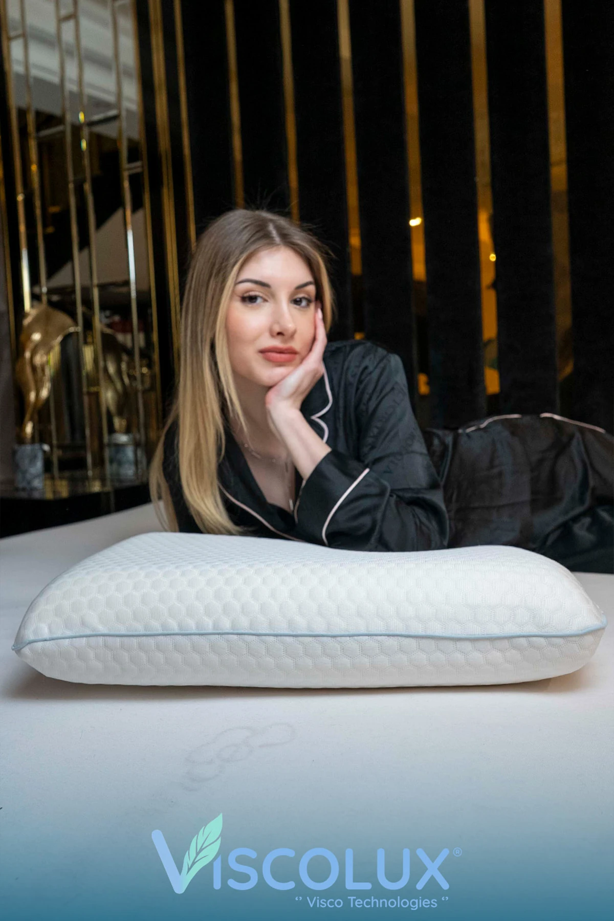 Oval Sabun Ortopedik Visco Yastık - Baş Ağrısı Önleyici Yüksek Yastık Mavi 60x40x15