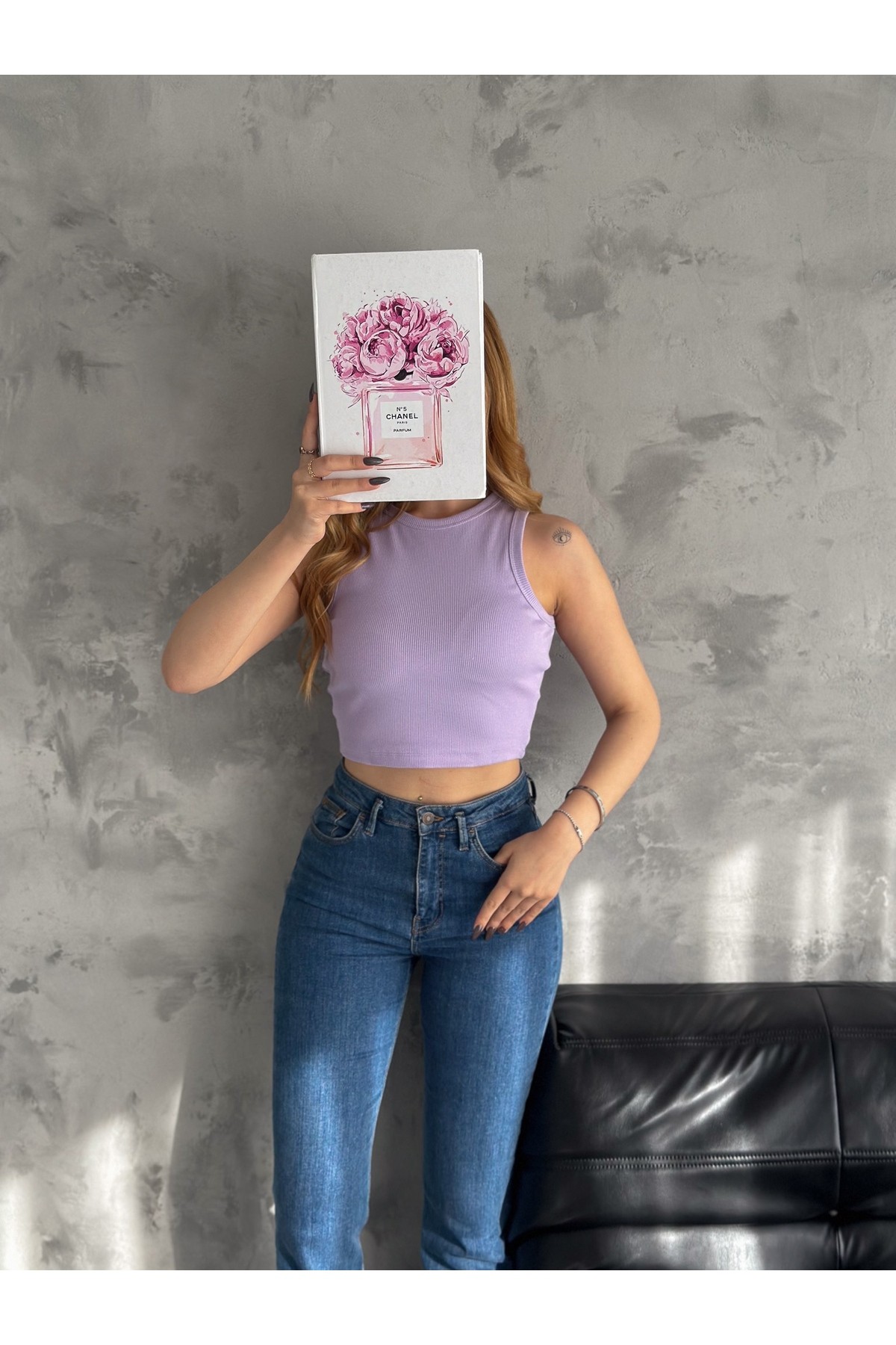 Kadın Sıfır Kol Halter Yaka Kaşkorse Crop Bluz
