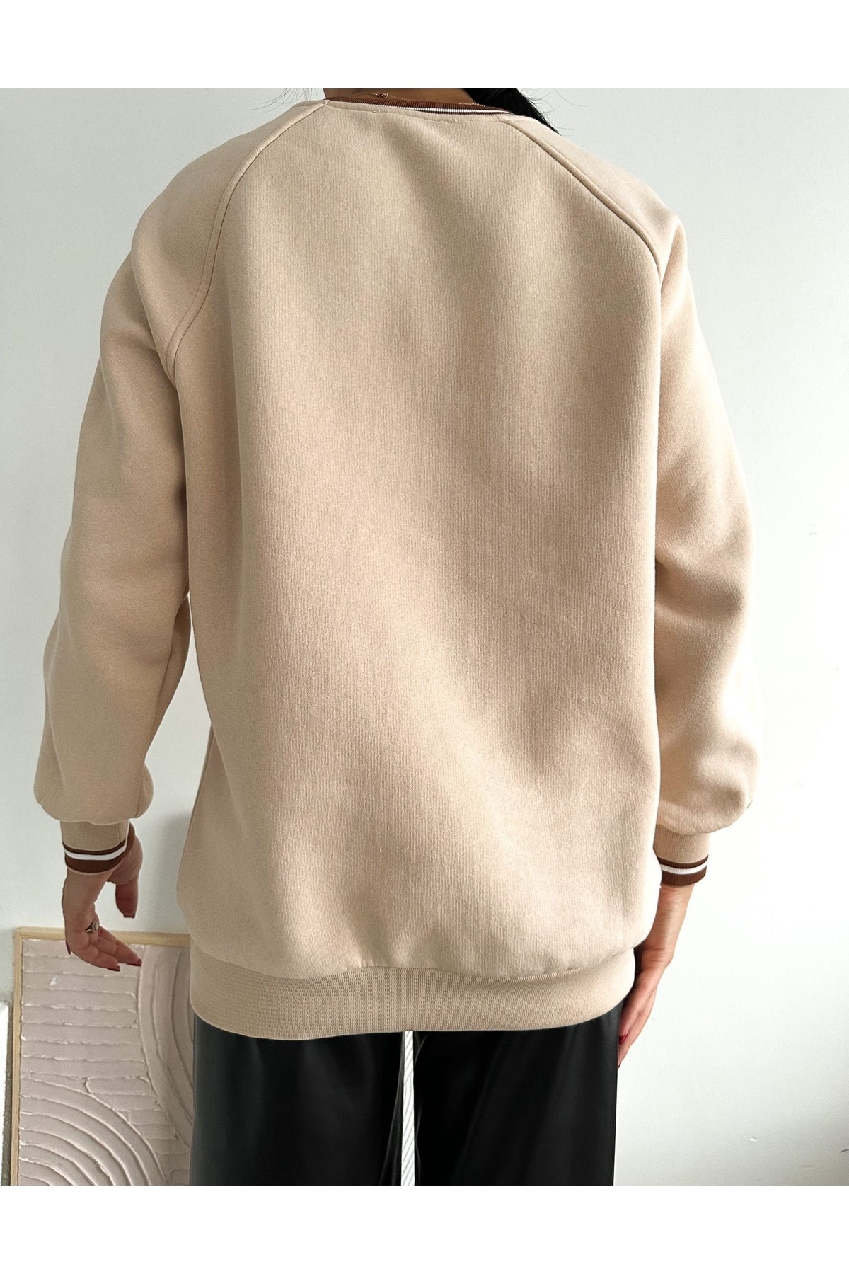 Üç Iplik Şardonlu Oversize Kadın Sweatshirt