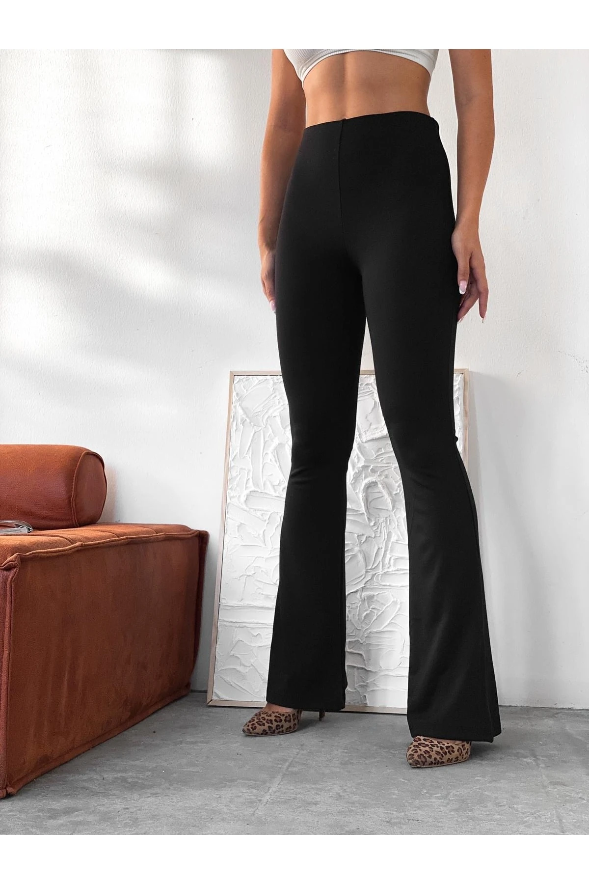 Kadın Yüksek Bel Toparlayıcı Ispanyol Paça Tayt Pantolon