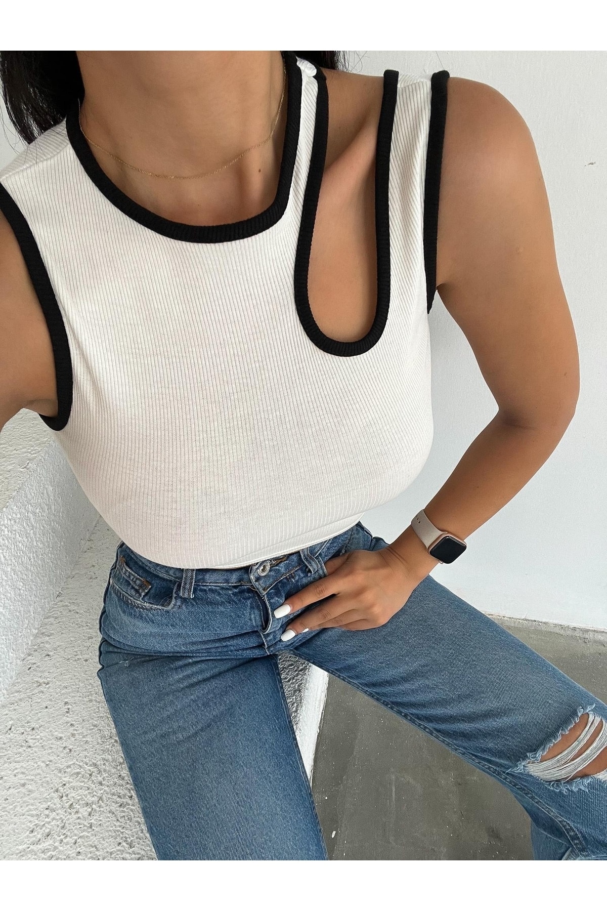 Kadın Damla Dekolteli Biyeli Kaşkorse Kadın Crop Bluz