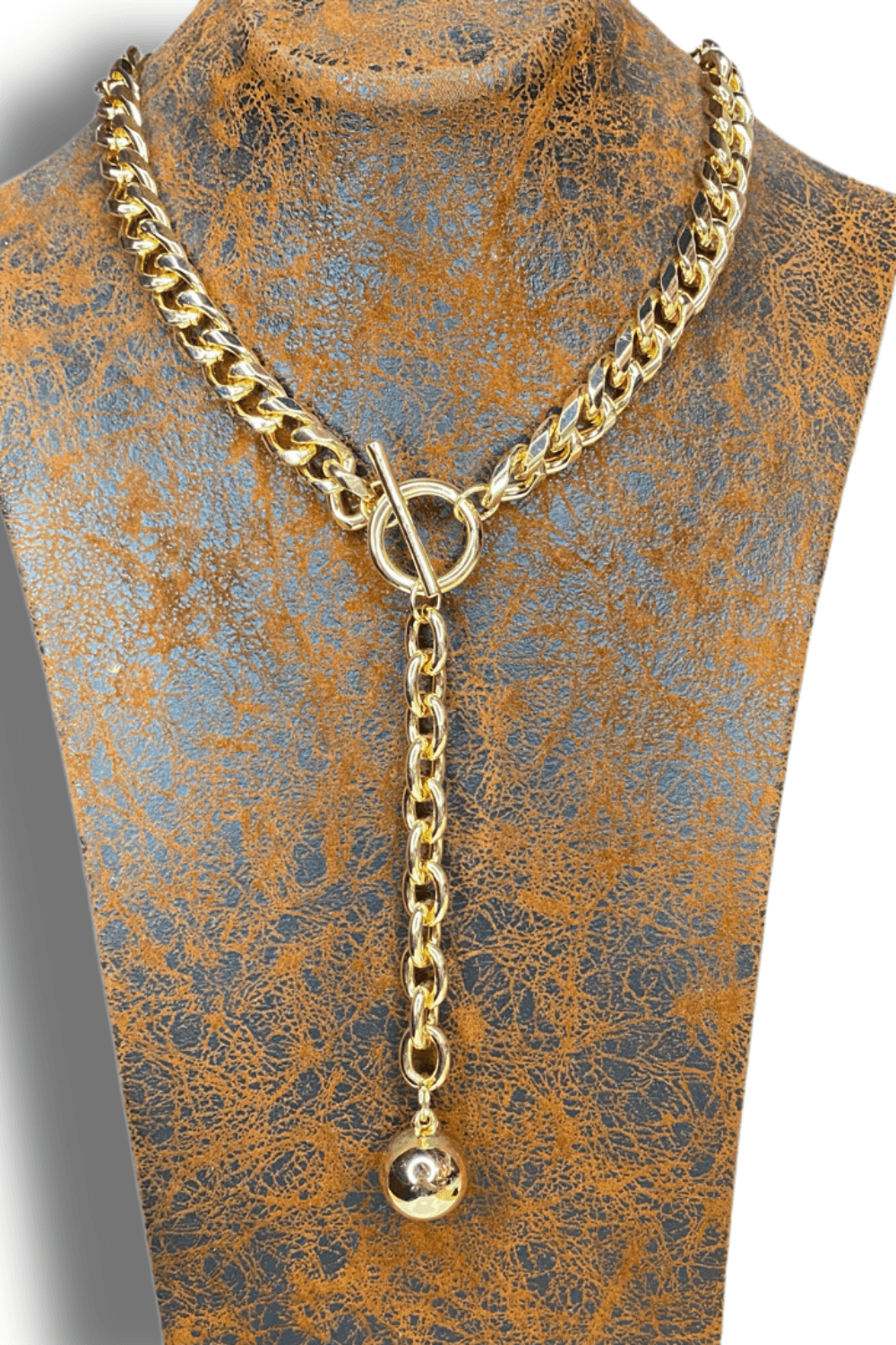 Altın Kaplama Çelik Zincir Detay Uzun kolye