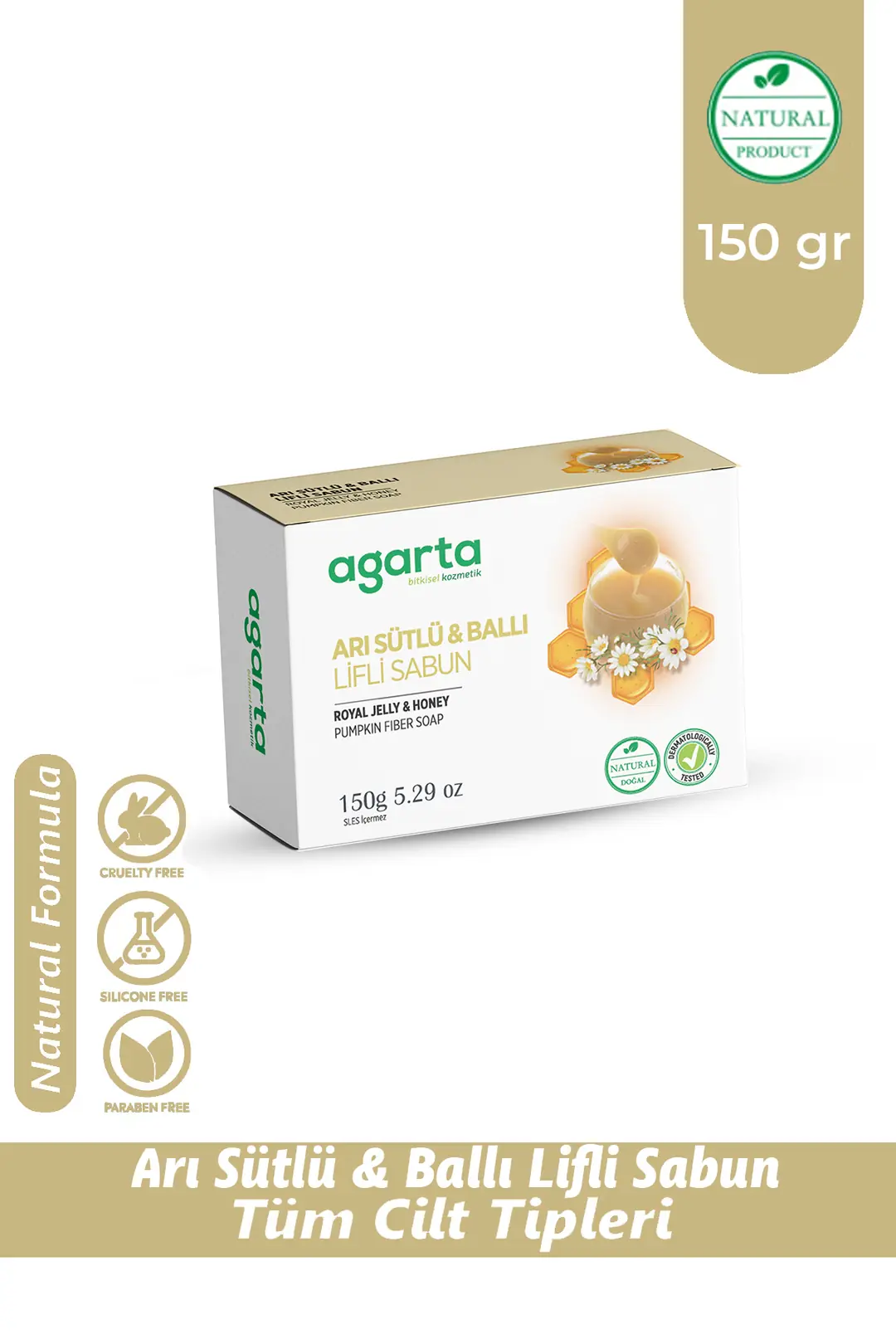 Agarta Doğal Arı Sütlü Ballı Lifli Sabun 150 gr