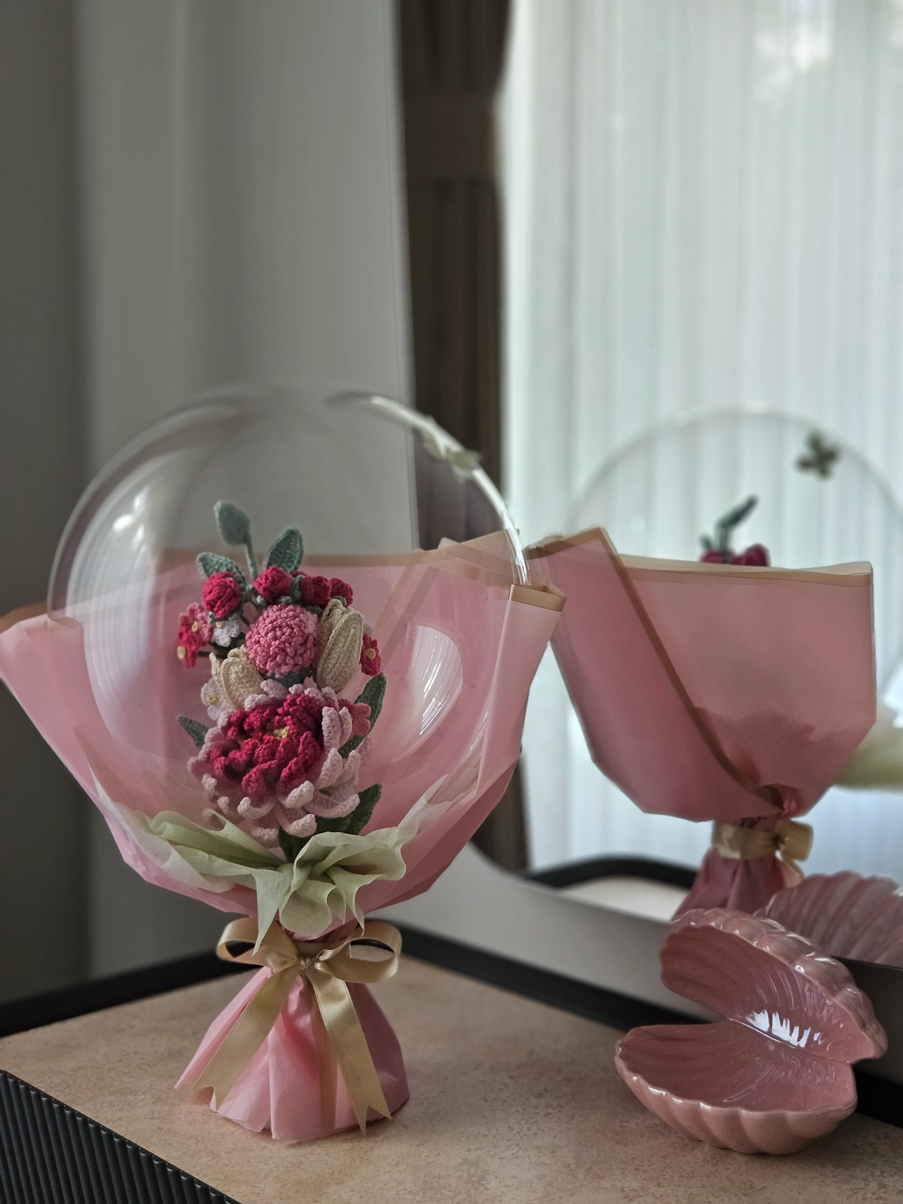 Örgü Çiçek Buketli Balon