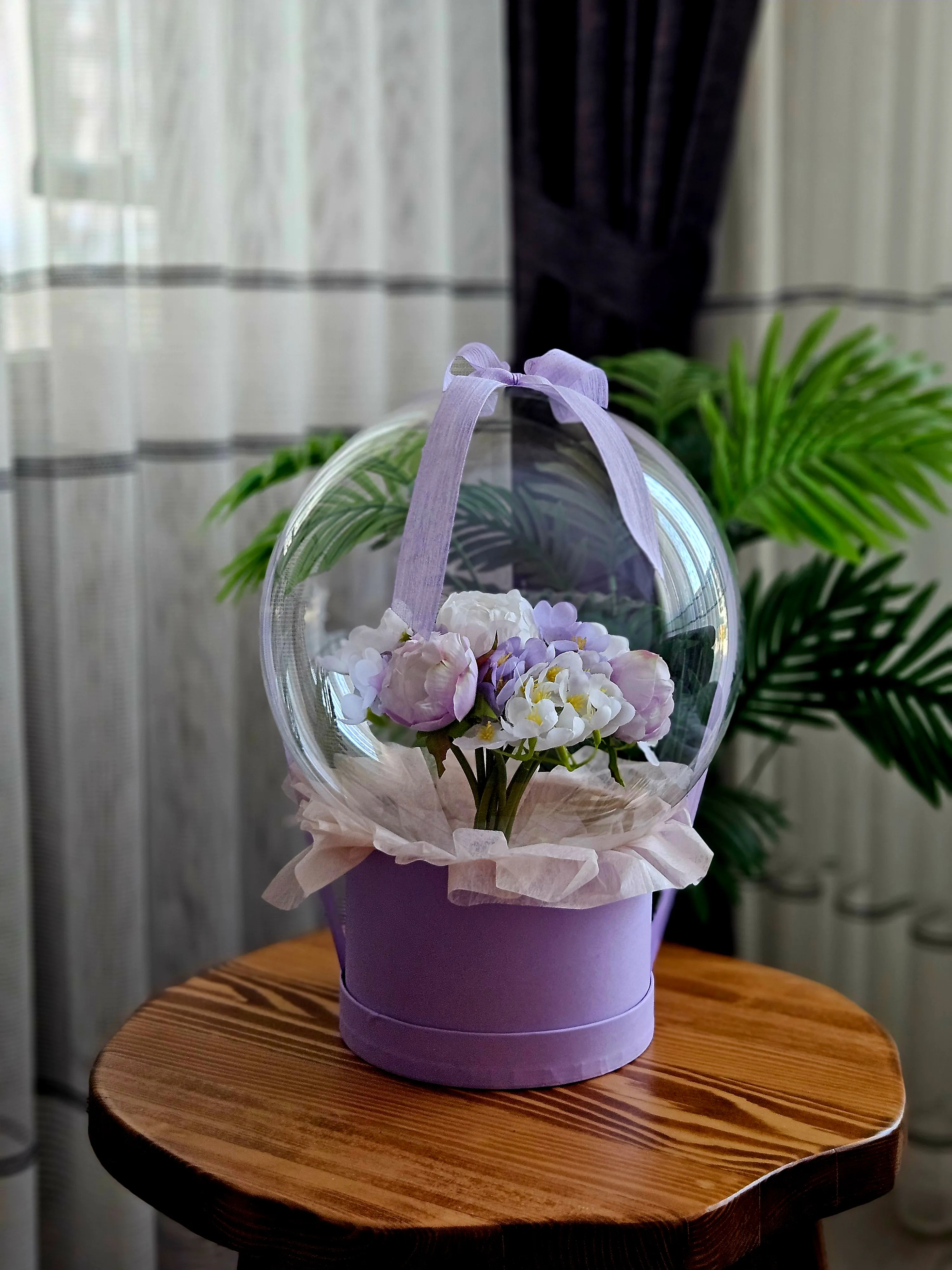 Lila Şakayık Detaylı Buketli Balon